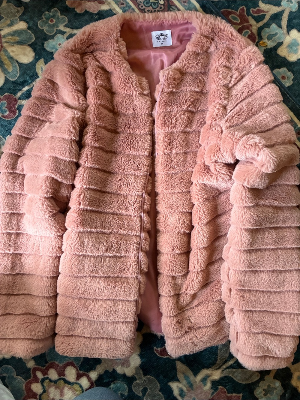 Katydid Plush Teddy Jacket in Dusty Rose M pockets